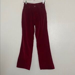 Vintage 1970's Levi's for Her Red Velvet Stovepipe Flare Pants Modern Sz 25 /26